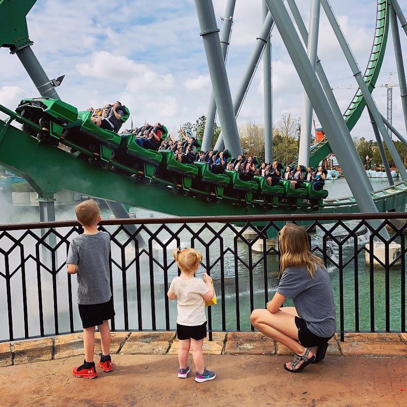Ian's family in front of the Hulk at Universal Studios Orlando